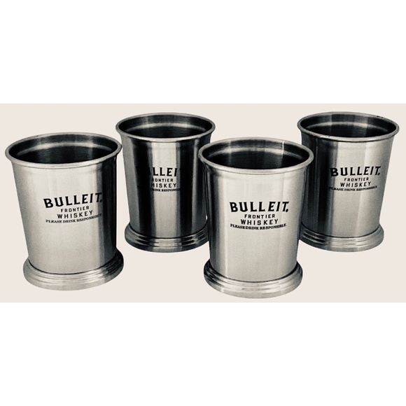 Set of Four (4) NEW Bulleit Frontier Whiskey Mint Julep Bourbon Cups -Aluminum - Picture 2 of 7